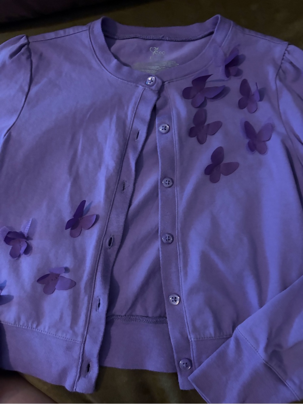 Purple Butterfly Appliqué Cardigan
